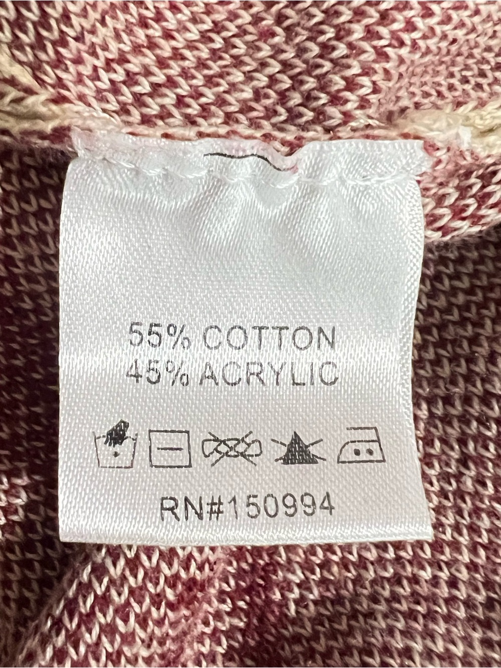 Nikka K Cream W/Burgundy Knit Smiley Face Mock Neck Sweater Hippie Junior Sz XL - Picture 5 of 5
